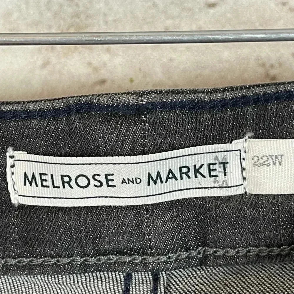 NWT Melrose and Market Frayed Step Hem Jeans 22W Charcoal Gray Black Front Seam - Picture 3 of 9